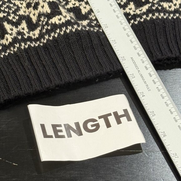 VTG VOSS Norwegian 100% Wool Ski Fair Isle Nordic Black Sweater Womens Medium - Picture 9 of 9